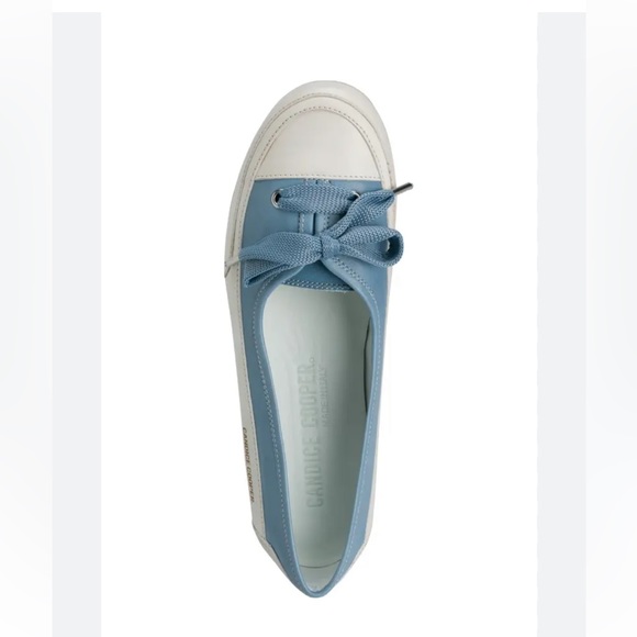 NWOT Candice Cooper Candy Bow Buffed Leather Ballet Flats in Light Blue 37.5 - Picture 2 of 13